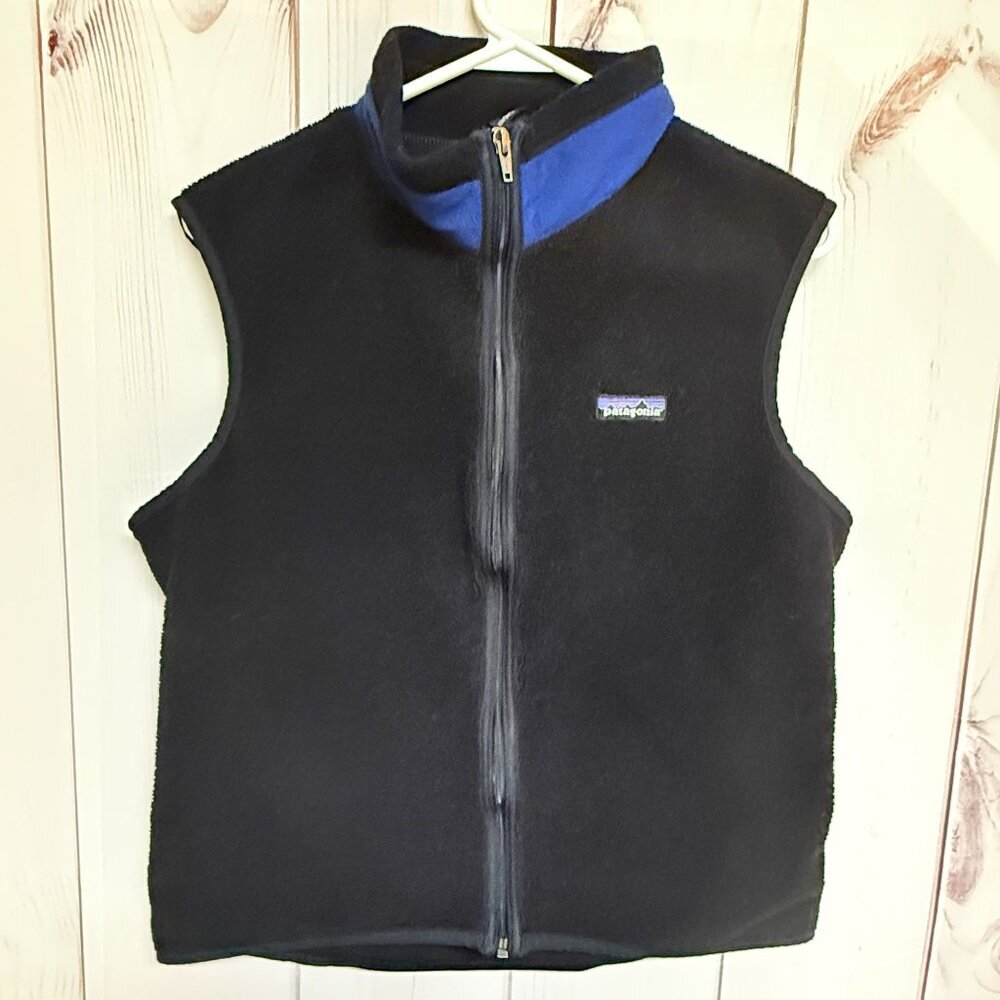 Patagonia Unisex Flyer Vest M Black Vintage USA Made Fleece GUC